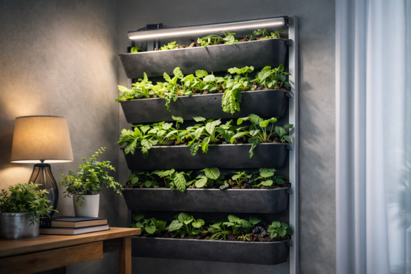 Guia completo de automação para hortas verticais em apartamentos e ambientes sem luz natural