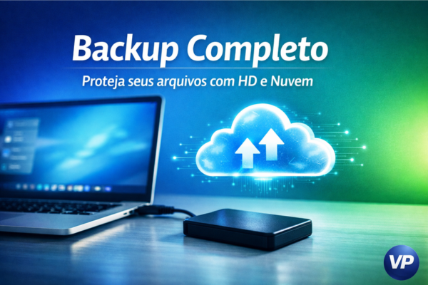 Backup completo usando HD externo e armazenamento em nuvem no notebook